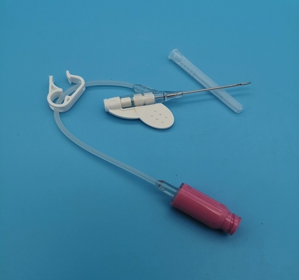 Transfusion sanguine à papillon jetable rose d'infusion de secours de pression positive de la canule 20G d'Iv