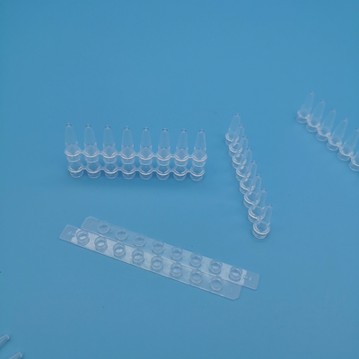 Tube transparent de bande de réaction de biologie moléculaire de bandes à tube en ruban des tubes 8 d'ACP de 0,2 ml