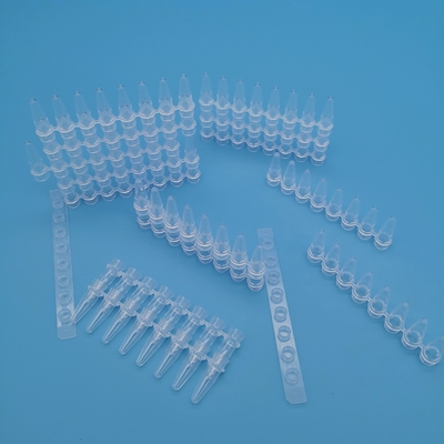 Tube transparent de bande de réaction de biologie moléculaire de bandes à tube en ruban des tubes 8 d'ACP de 0,2 ml